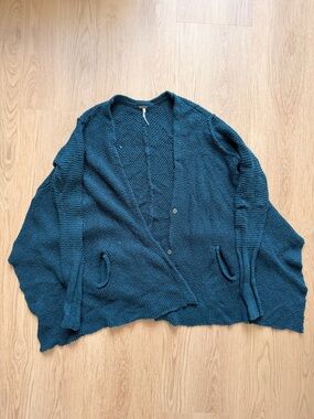 Free People Teal Open-Front Knit Cardigan